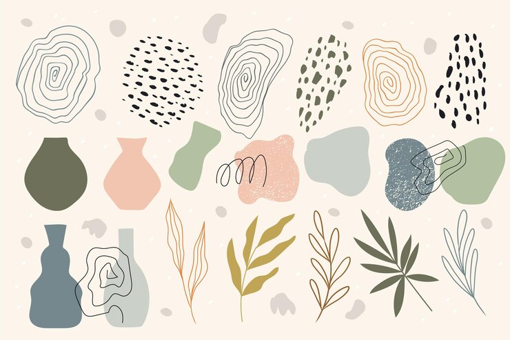 Vector abstract set of hand drawn various shapes and doodle objects