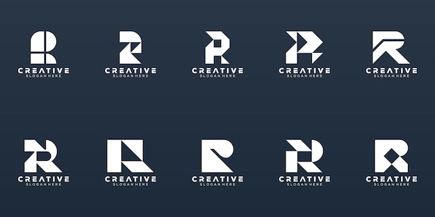 Abstract set letter r logo design