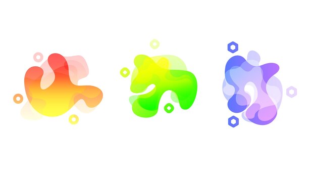 Abstract Set Liquid Color Collection Geometric Shapes Fluid Gradient Dynamic Elements Banner Logo