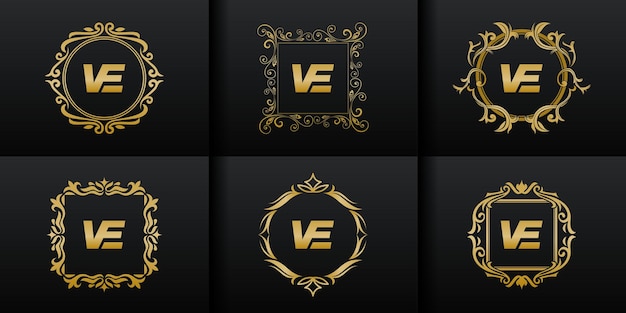 Abstract set luxury initial logo collection