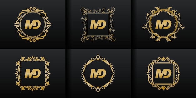 Абстрактный набор роскошных первоначальных логотипов