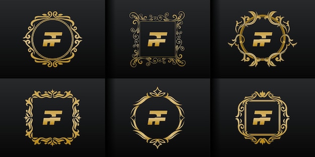 Abstract set luxury initial logo collection