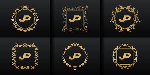 Abstract set luxury initial logo collection