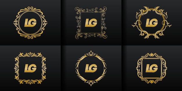 Abstract set luxury initial logo collection