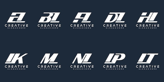 Абстрактный набор букв монограммы b дизайн логотипа