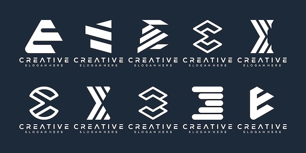 Abstract set monogram letter e logo design