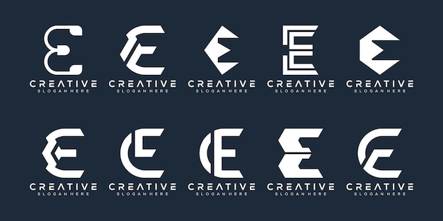 Abstract set monogram letter e logo design