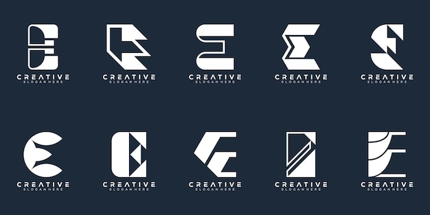 Abstract set monogram letter e logo design