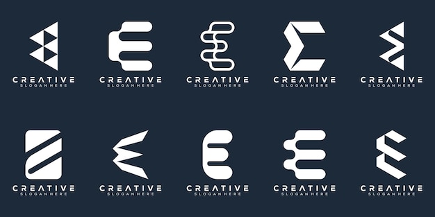 Abstract set monogram letter e logo design