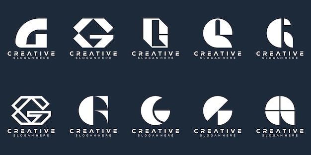 Abstract set monogram letter g logo design