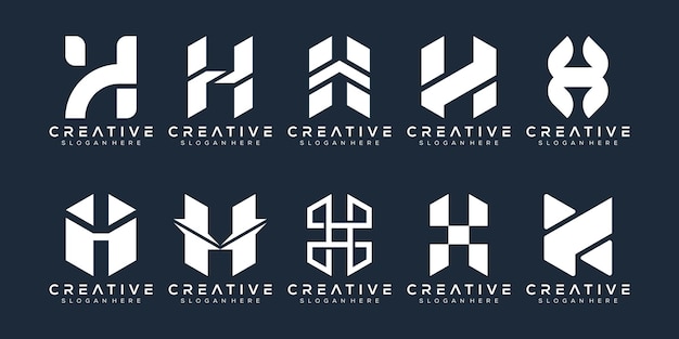 Abstract set monogram letter h logo design