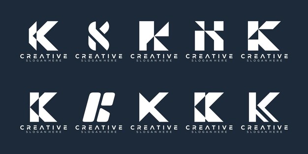 Abstract set monogram letter k logo design