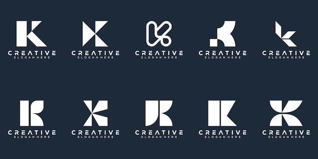 Vector abstract set monogram letter k logo template