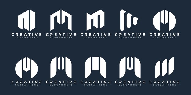 Vector abstract set monogram letter m logo design