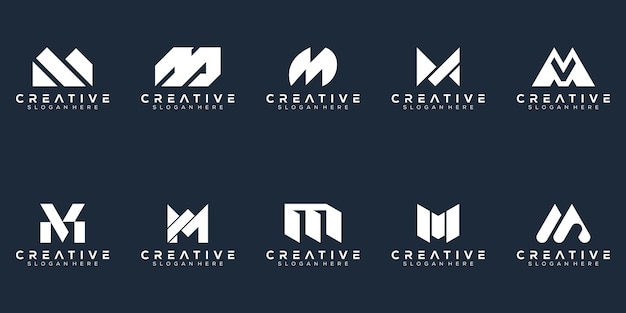 Abstract set monogram letter m logo design