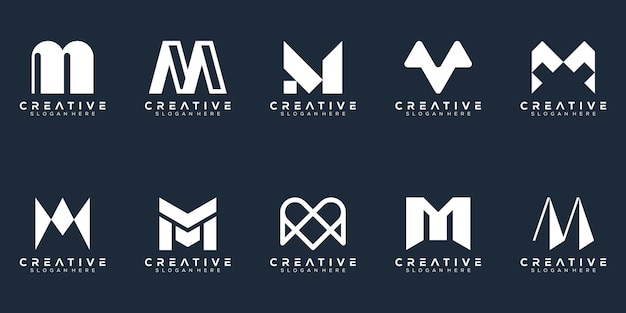 Vector abstract set monogram letter m logo ontwerp