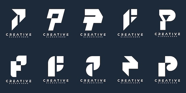 Vector abstract set monogram letter p logo design