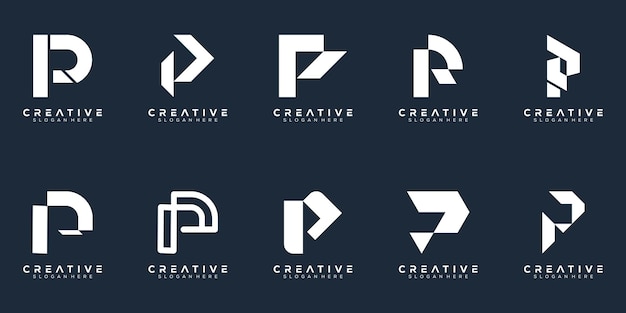 Vector abstract set monogram letter p logo design