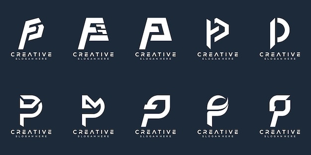 抽象セットモノグラム文字pロゴデザイン