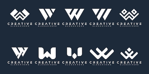 Abstract set monogram letter w logo design