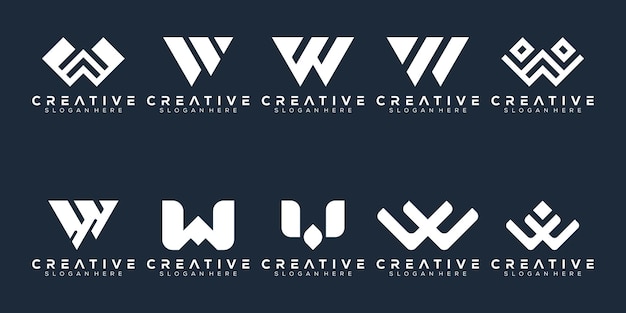abstract set monogram letter w logo ontwerp