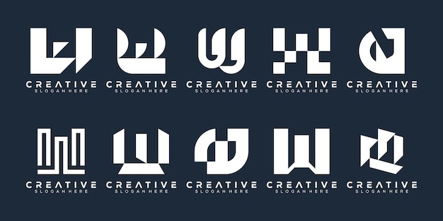 abstract set monogram letter w logo ontwerp