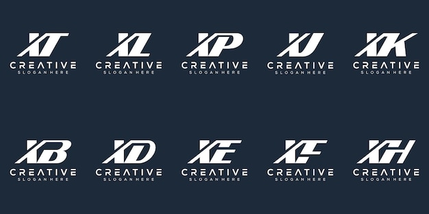 Abstract set monogram letter x logo design