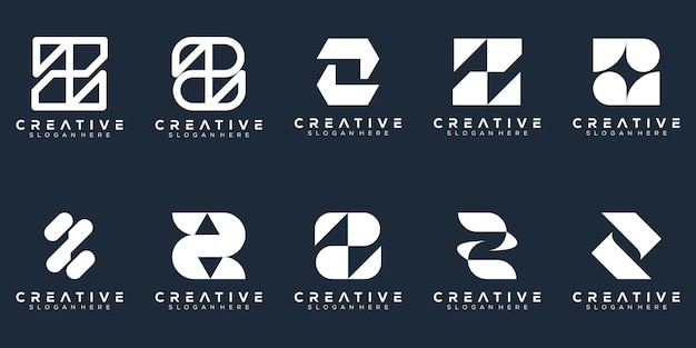 Abstract set monogram letter z logo design