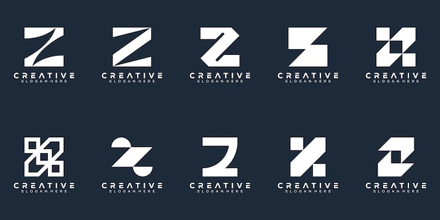 Abstract set monogram letter z logo template