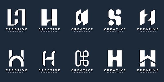 Abstract set monoogram letter h logo design