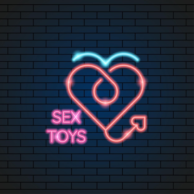 Abstract Sex Love Shop Volwassen speelgoed Neonlicht Elektrische Lamp Achtergrond Vector Ontwerpstijl Bewegwijzering