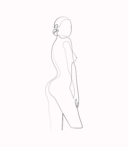 Vector abstract sexy beautiful girl stylish woman body one line art drawing