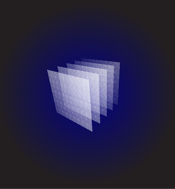 추상 모양 파란색 기하학적 시각화 레이어 큐브 3d 아키텍처 벡터 일러스트 레이 션