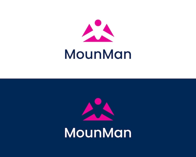 Abstract shape Mountain with man logo concept