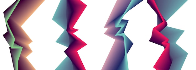 Vector abstract shape vector backgrounds set. sharp cornered artistic colorful gradient.