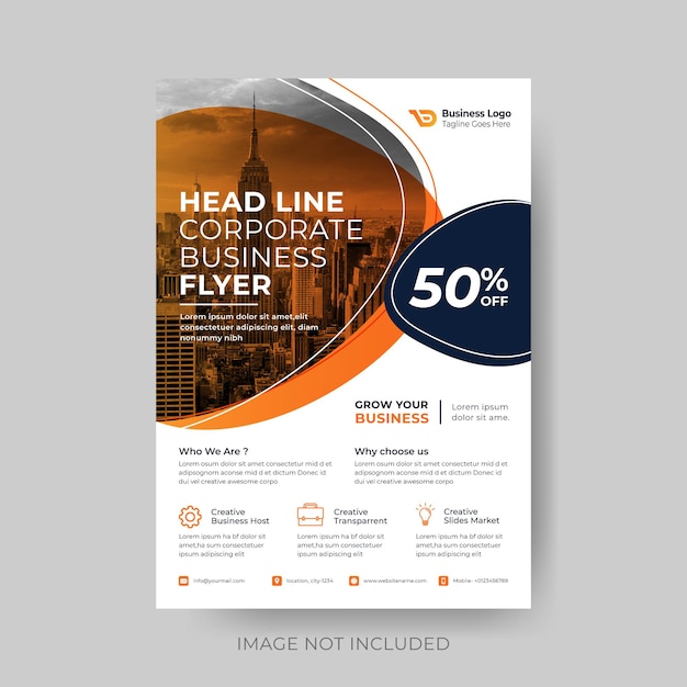 Vector abstract shaped orange corporate business flyer