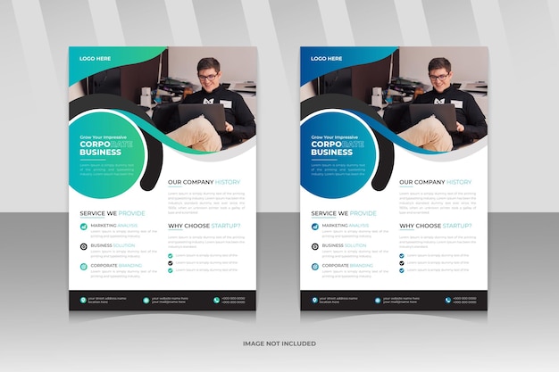 Abstract Shapes Corporate business flyer design two colors