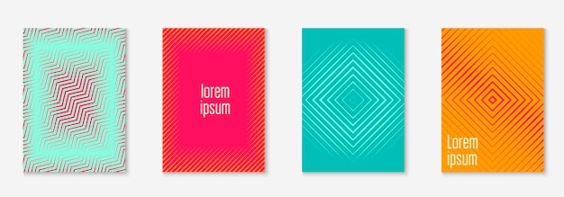 Abstract shapes cover and template with line geometric elements