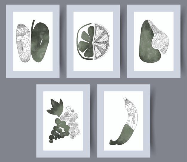abstract shapes organic contour wall art print