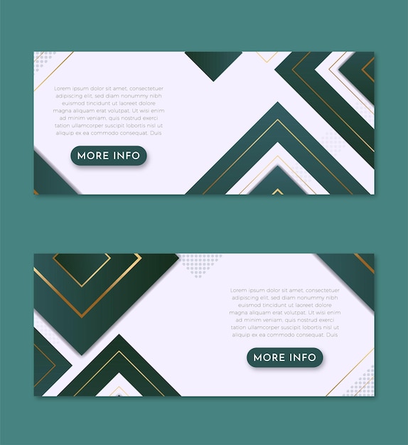 Abstract Shapes with Golden Lines Banner Set Design Template