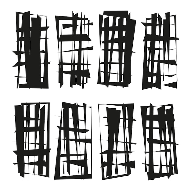 abstract sharp shapes distorted rectangle patterns intersecting fragment forms