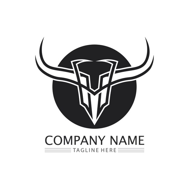 Abstract shield bull logo horn badges logo icon