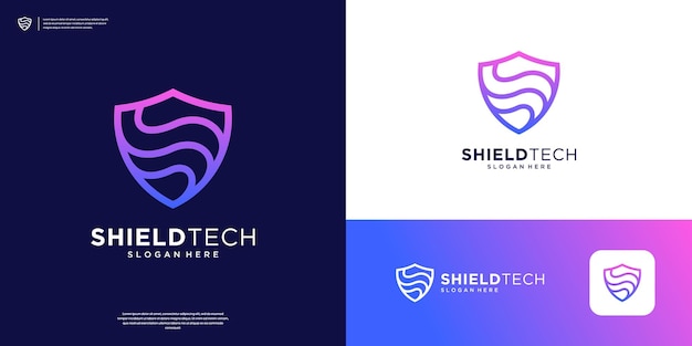 Vector abstract shield logo design inspiration