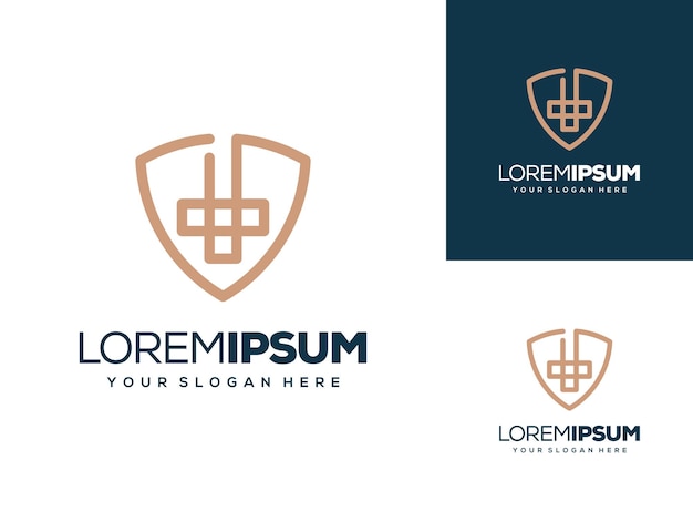 Vector abstract shield and medical logo design