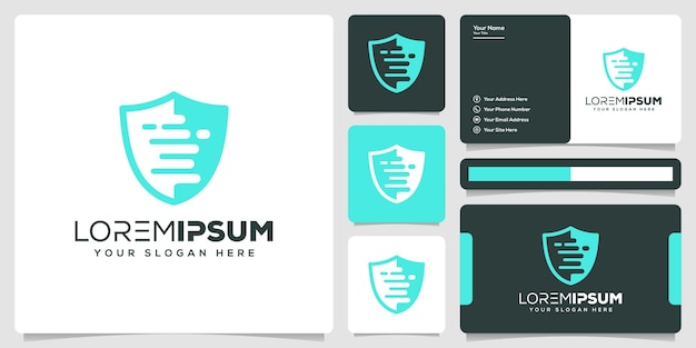 Abstract shield and tech logo design