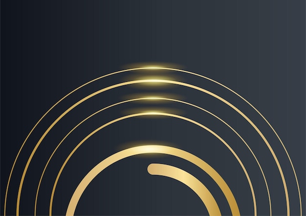 Abstract shiny color gold circle wave luxury background