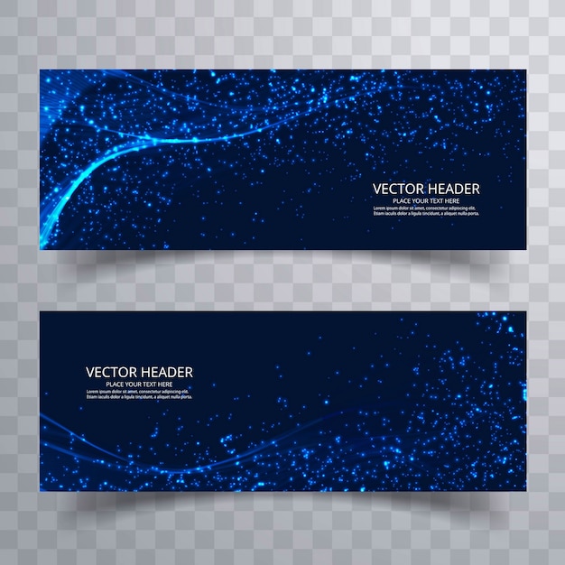 Abstract shiny glitter blue wave banners template design