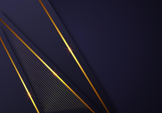 Abstract shiny gold lines diagonal overlap luxurious dark navy purple background with space for text