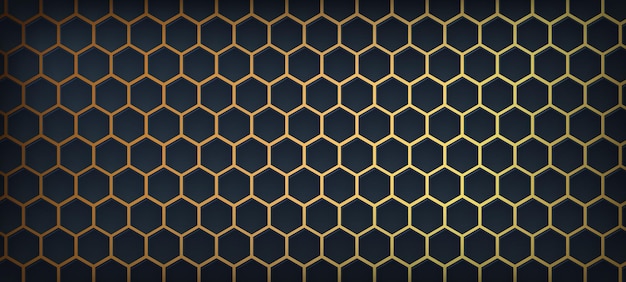 ベクトル 抽象的な光沢のある豪華な黒と金の六角形のハニカム背景