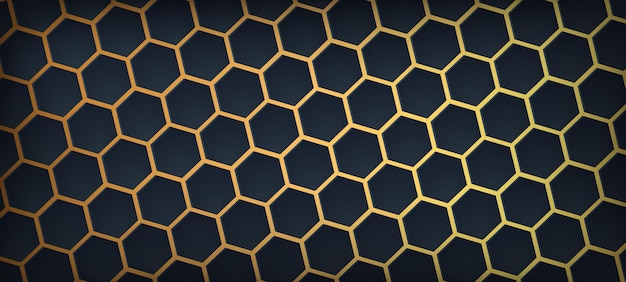 Vector abstract shiny luxury black and gold hexagonal honeycomb background